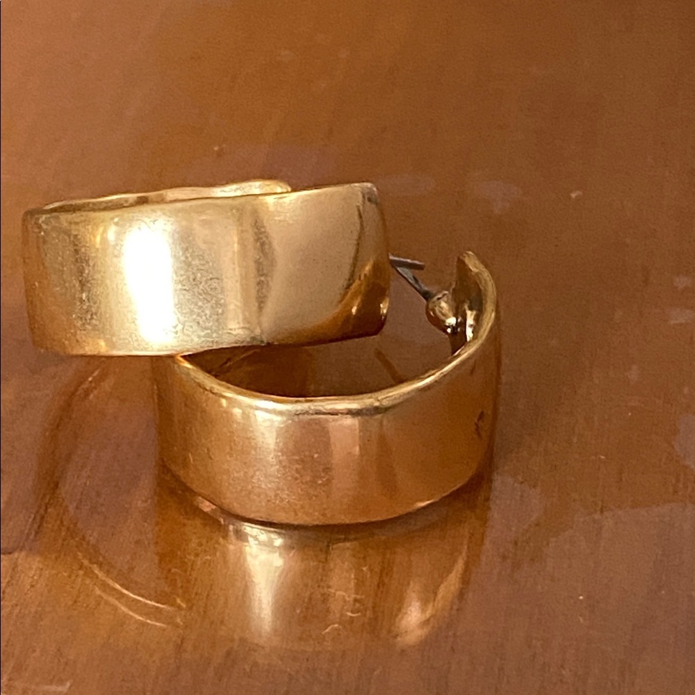 Chico's Chunky Gold Tone Hoop Earrings